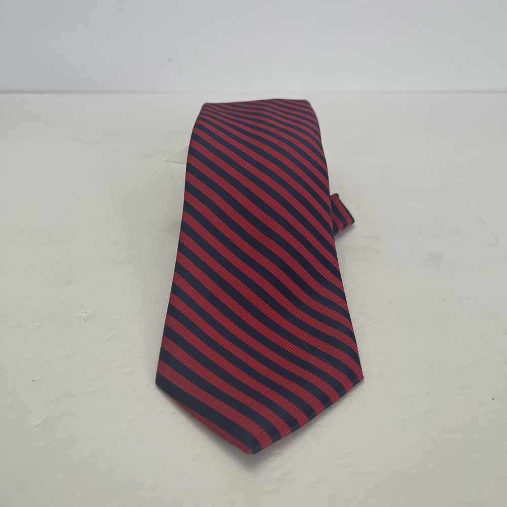 Nautica Red Navy Blue Striped Necktie 3" Wide Tie Preppy Classic